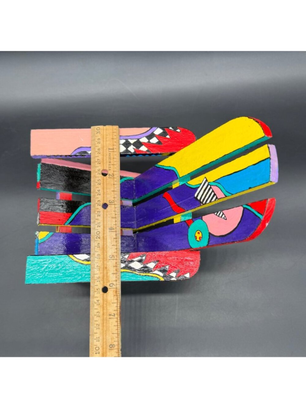 Adirondack Style Chair Doll Miniature 90s Rad Pop Art Abstract Wood Hand Painted - Picture 12 of 15